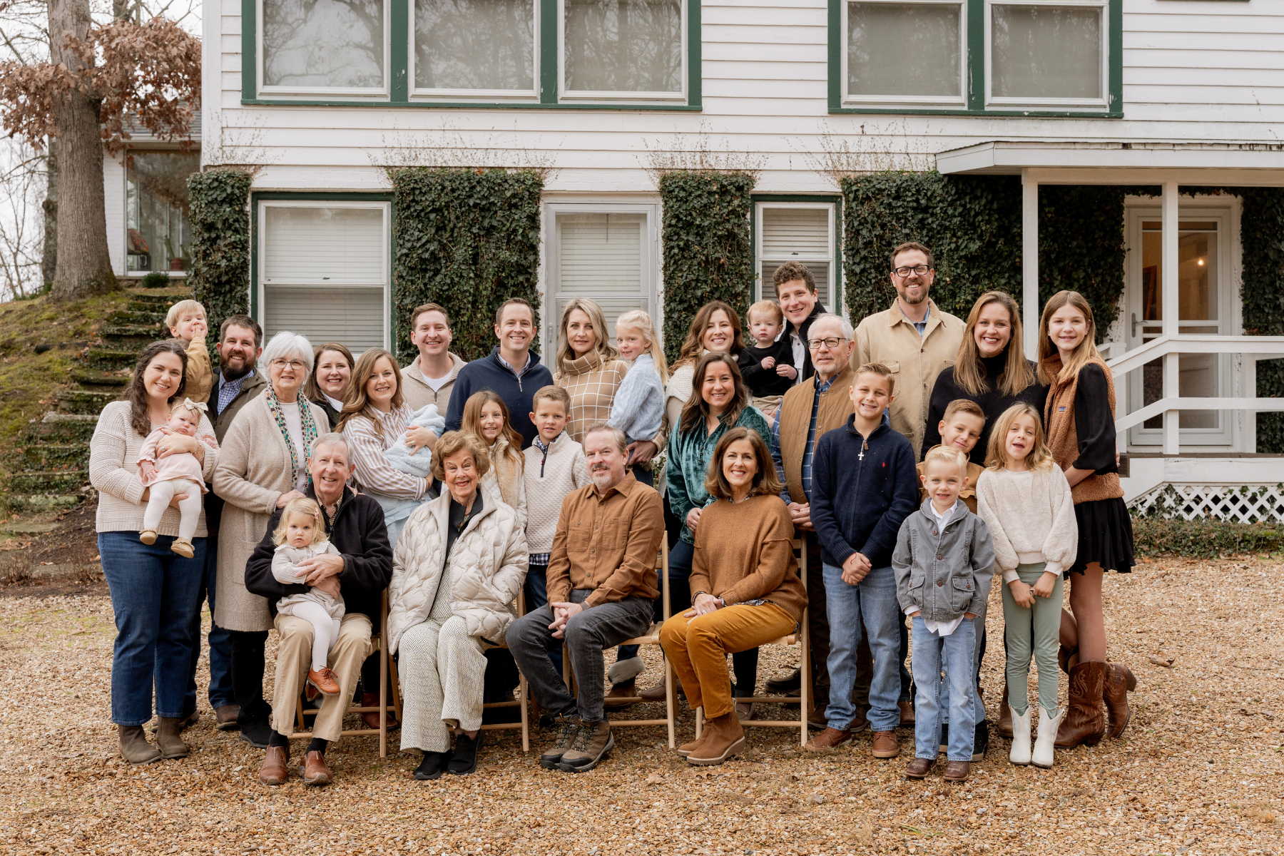 Cleveland Family picture 2023 Large family gathering in front of a house