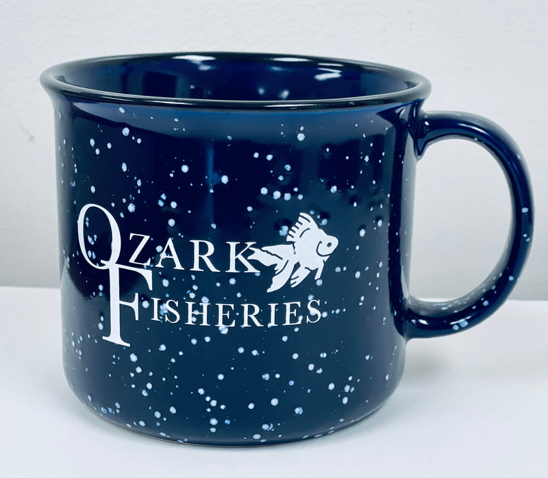 ozark fisheries navy blue ceramic mug