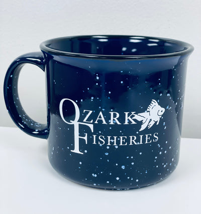 ozark fisheries navy blue ceramic mug